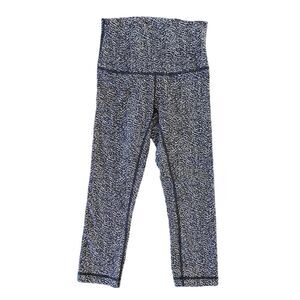 Lululemon Wunder Under Crop Leggings 21” Size 4 Black White Print High Rise